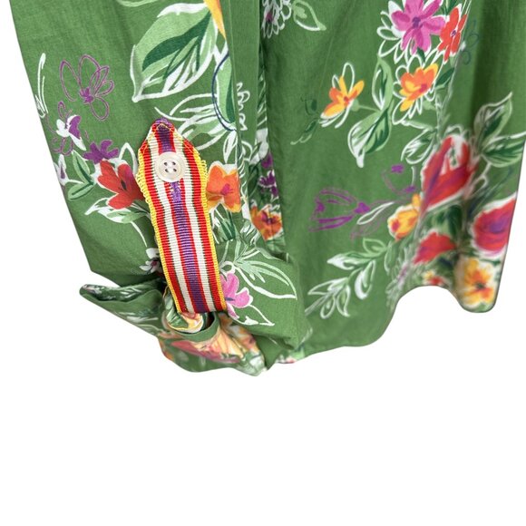 Jones New York Green Floral Medium Long Rolltab Sleeve Button Shirt - Picture 3 of 6